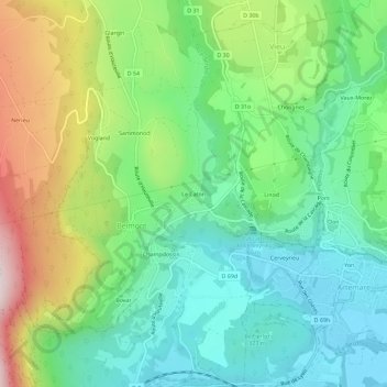 Mapa topográfico Le Caton, altitude, relevo