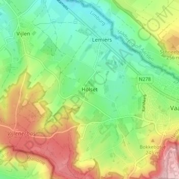 Mapa topográfico Holset, altitude, relevo
