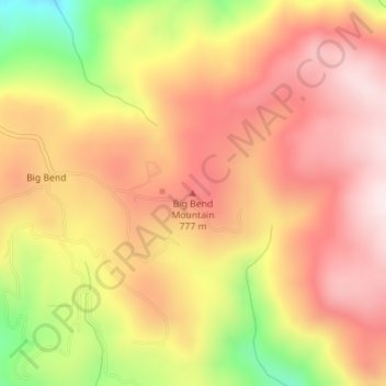 Mapa topográfico Big Bend Mountain, altitude, relevo