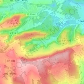 Mapa topográfico Dourd'Hal, altitude, relevo
