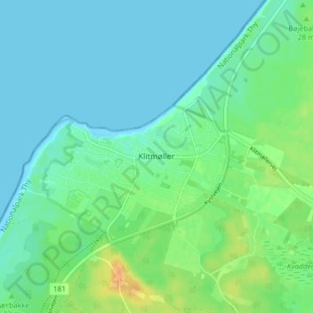 Mapa topográfico Klitmøller, altitude, relevo