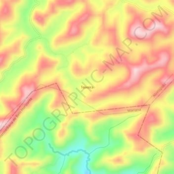 Mapa topográfico Teixeira, altitude, relevo