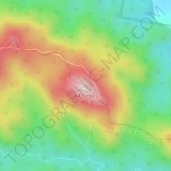 Mapa topográfico Mount Moombil, altitude, relevo