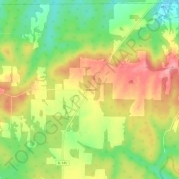 Mapa topográfico Delwood, altitude, relevo
