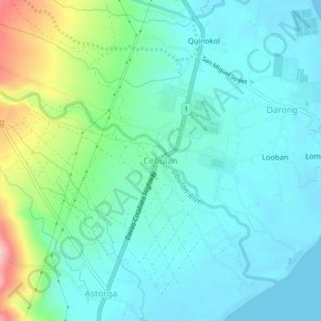 Mapa topográfico Cebulan, altitude, relevo
