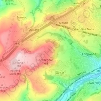 Mapa topográfico Nettleton Hill, altitude, relevo