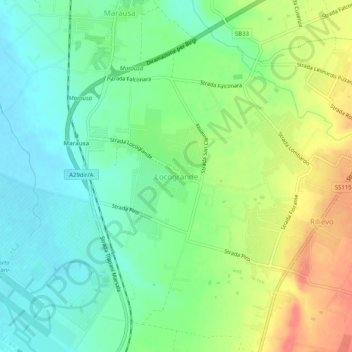 Mapa topográfico Locogrande, altitude, relevo