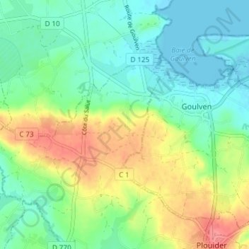 Mapa topográfico Kermabon, altitude, relevo