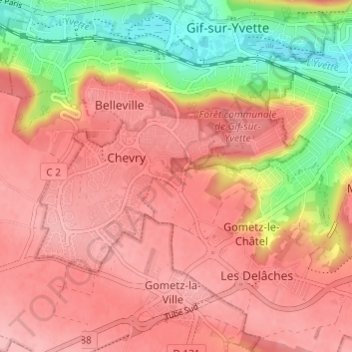 Mapa topográfico Les Prés Mouchards, altitude, relevo