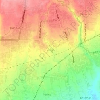 Mapa topográfico Belega, altitude, relevo