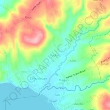 Mapa topográfico Bagbag, altitude, relevo