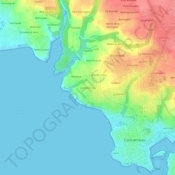 Mapa topográfico Landan Creis, altitude, relevo