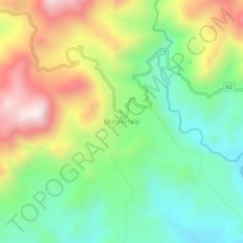 Mapa topográfico Monterralo, altitude, relevo