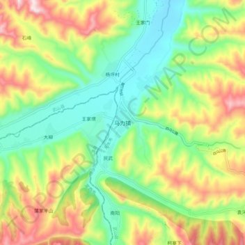 Mapa topográfico 马力镇, altitude, relevo