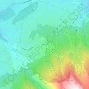 Mapa topográfico Eyne 2600, altitude, relevo