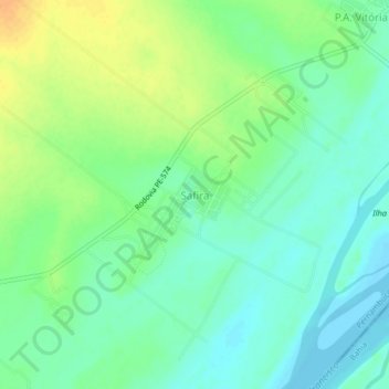 Mapa topográfico Safira, altitude, relevo