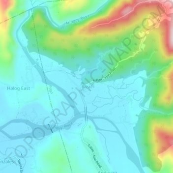 Mapa topográfico Rizal, altitude, relevo