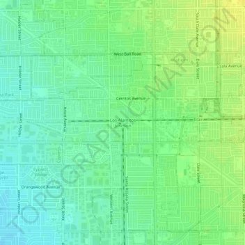 Mapa topográfico Los Alamitos Junction, altitude, relevo