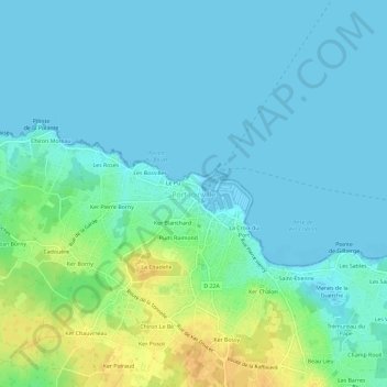 Mapa topográfico Port-Joinville, altitude, relevo