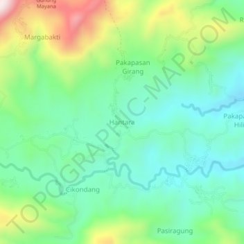 Mapa topográfico Hantara, altitude, relevo