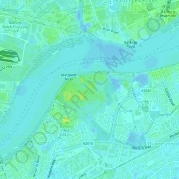 Mapa topográfico Plumstead Marshes, altitude, relevo