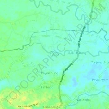 Mapa topográfico Talawi, altitude, relevo