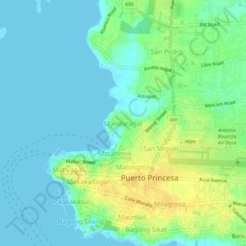 Mapa topográfico Mandaragat, altitude, relevo