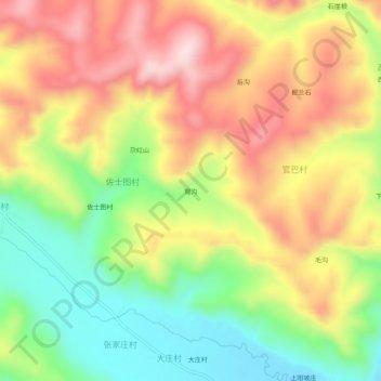 Mapa topográfico 窎沟, altitude, relevo