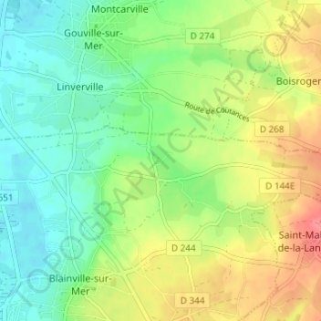 Mapa topográfico La Jeannerie, altitude, relevo