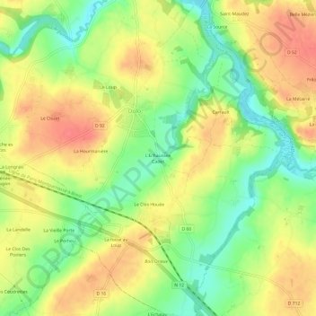 Mapa topográfico L'Echaussée Cadet, altitude, relevo