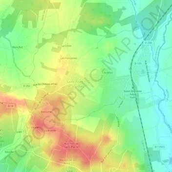 Mapa topográfico L'Aiguille, altitude, relevo