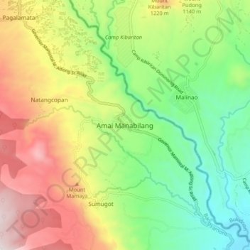 Mapa topográfico Amai Manabilang, altitude, relevo