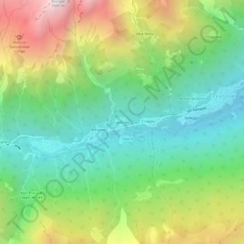 Mapa topográfico Canfinello, altitude, relevo