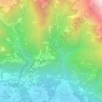 Mapa topográfico Pavaglione, altitude, relevo