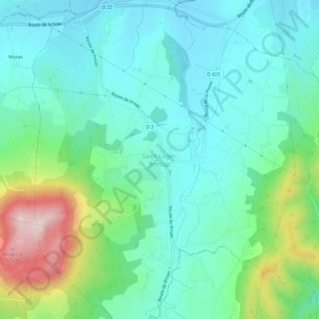 Mapa topográfico Saint-Lager-Bressac, altitude, relevo