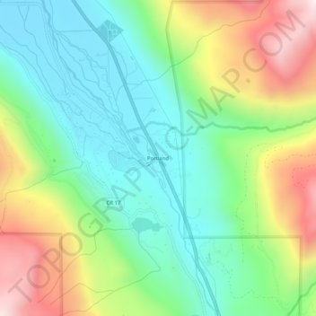 Mapa topográfico Portland, altitude, relevo