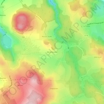 Mapa topográfico Montmoulard, altitude, relevo