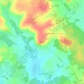 Mapa topográfico Montfey, altitude, relevo
