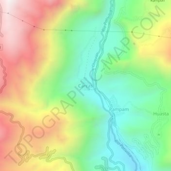 Mapa topográfico Carcas, altitude, relevo