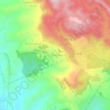 Mapa topográfico Dr Fendlaoua, altitude, relevo