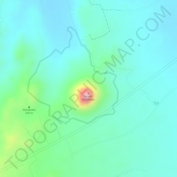 Mapa topográfico Mount Malabobo, altitude, relevo