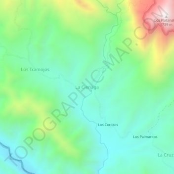 Mapa topográfico La Cienaga, altitude, relevo