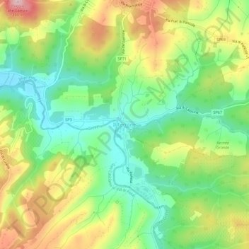 Mapa topográfico Il Ferrone, altitude, relevo