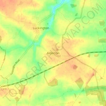 Mapa topográfico Alderton, altitude, relevo