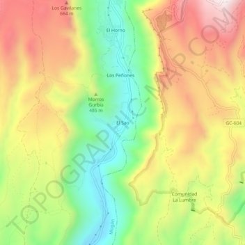 Mapa topográfico El Sao, altitude, relevo