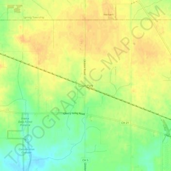 Mapa topográfico Colvin Park, altitude, relevo