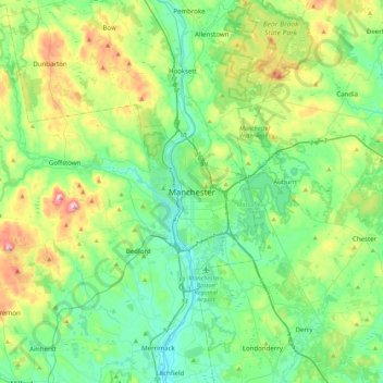 Mapa topográfico Manchester, altitude, relevo