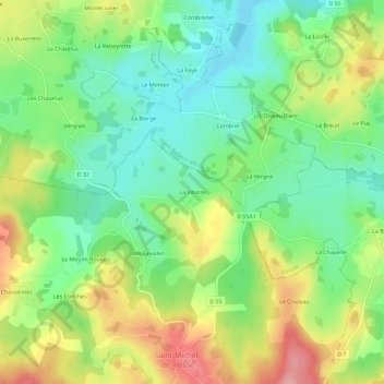 Mapa topográfico La Villotte, altitude, relevo