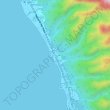 Mapa topográfico Bunga, altitude, relevo