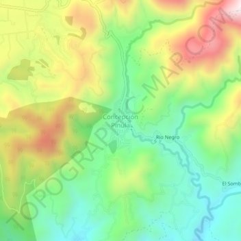 Mapa topográfico Concepción Pinula, altitude, relevo
